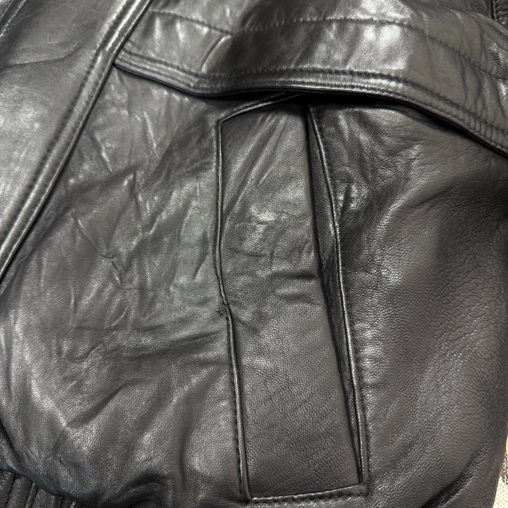 London Fog Black Genuine Leather Bomber Jacket Sz S - Picture 12 of 15